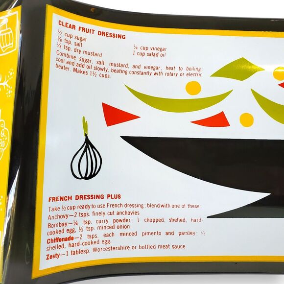 VTG 1950s Houze Art Glass Tray Salad Dressing Recipe MCM Bent Glass Relish 17.5" - Picture 12 of 16